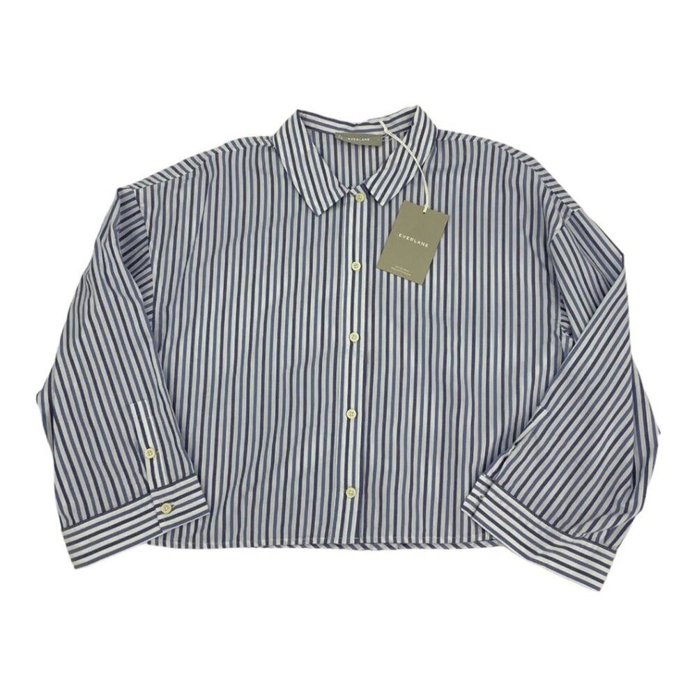 Everlane Blue Stripe Button Front 100% Cotton Pajama Top Size Small NWT